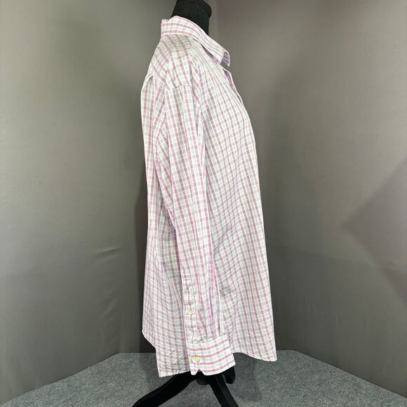 Tommy Bahama Shirt Men’s 17 32-33 Plaid Cotton Lightweight Corpcore Pink White - Picture 4 of 13